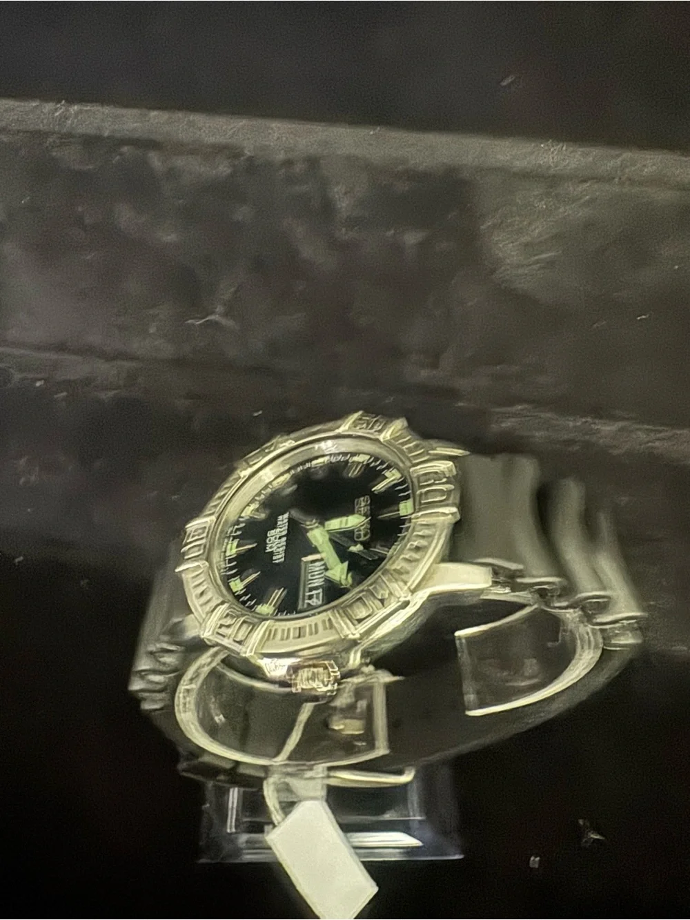 Seiko Black Dial Watch with Silver Bezel